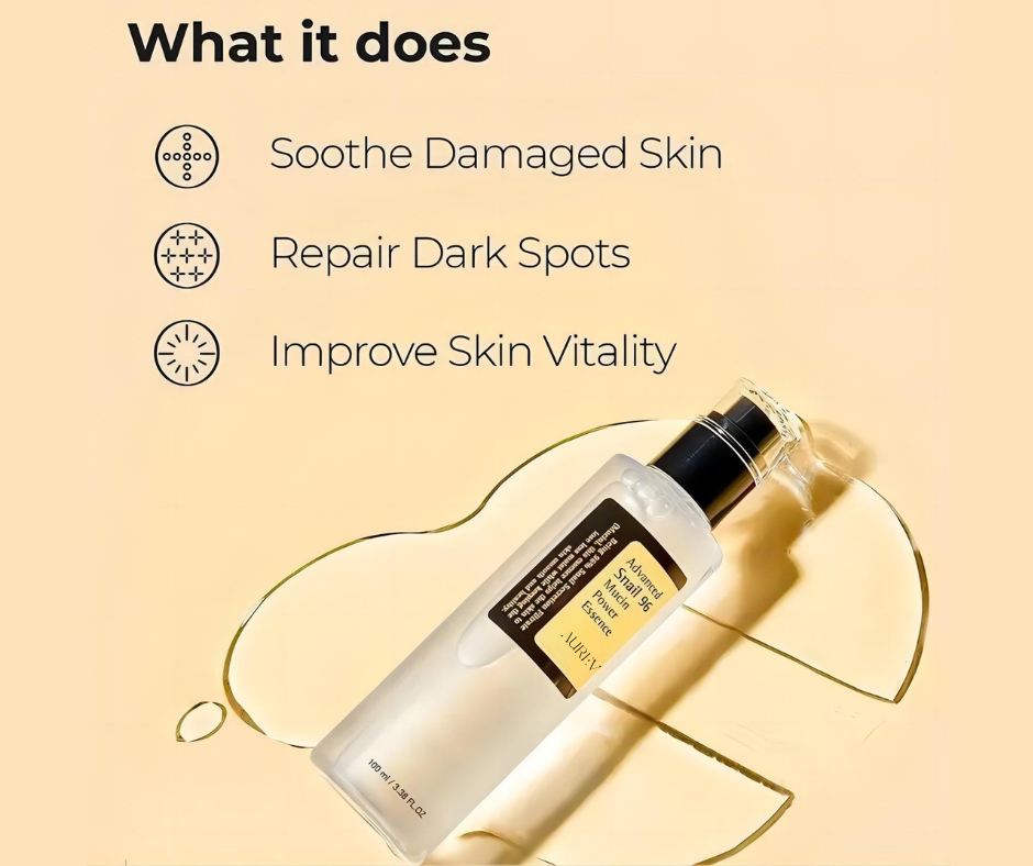 AUREVA Snail Mucin 96% Power Repairing Essence, Hydrating Serum for Face with Snail Secretion Filtrate for Dull Skin & Fine Lines