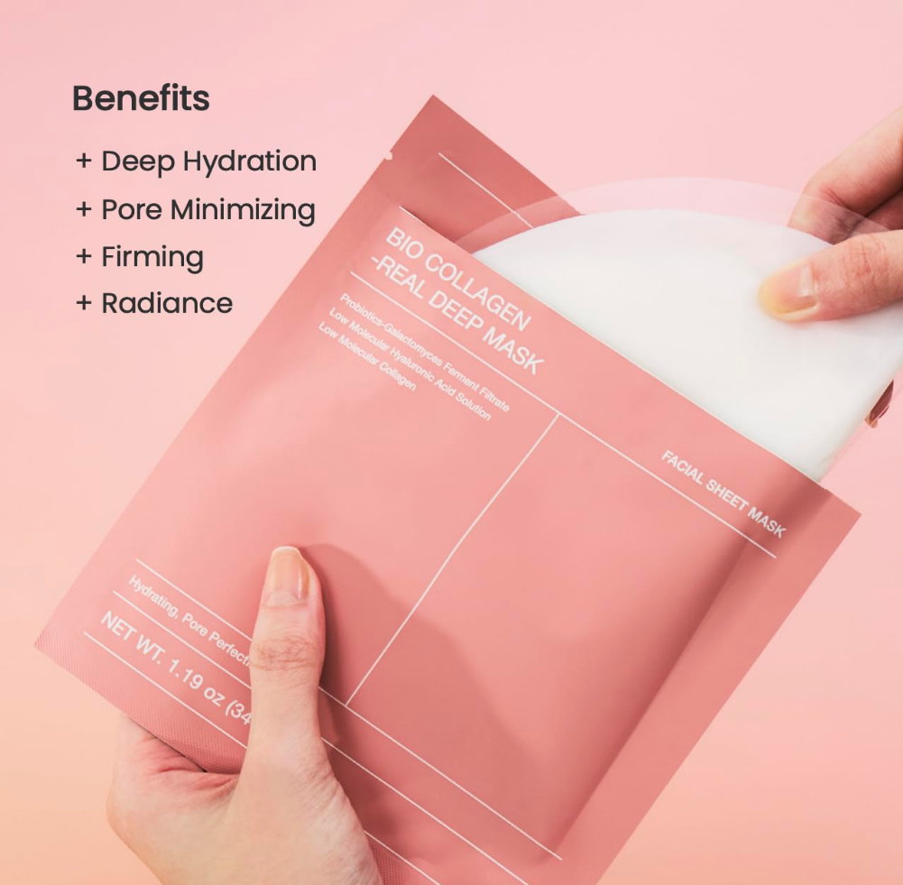 Aureva Collagen Face Mask Sheet Hydrating Overnight Hydrogel Facial Masks - 4 Pieces