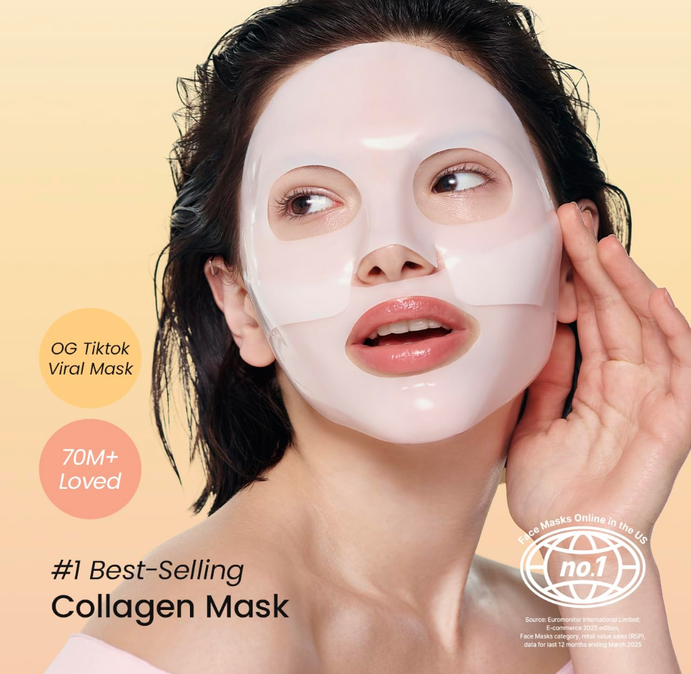 Aureva Collagen Face Mask Sheet Hydrating Overnight Hydrogel Facial Masks - 4 Pieces